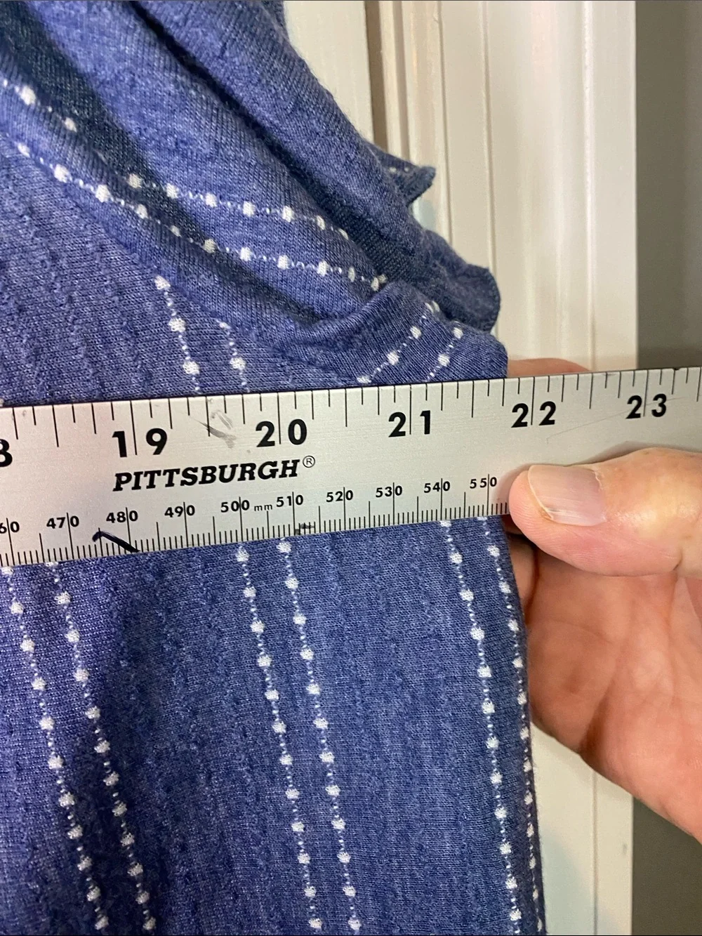 W5 Blue Vertical Stripe Ruffle Sleeve Blouse Size 1X - Picture 4 of 5